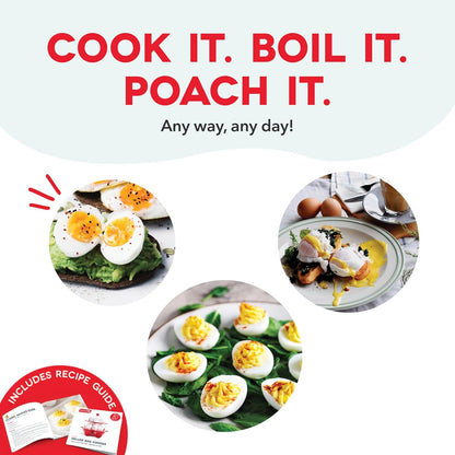 Deluxe Egg Cooker - Boiler, Poacher & Steamer - Includes Measuring & Recipe Guide - Dishwasher Safe - Holds 12 Eggs, Black