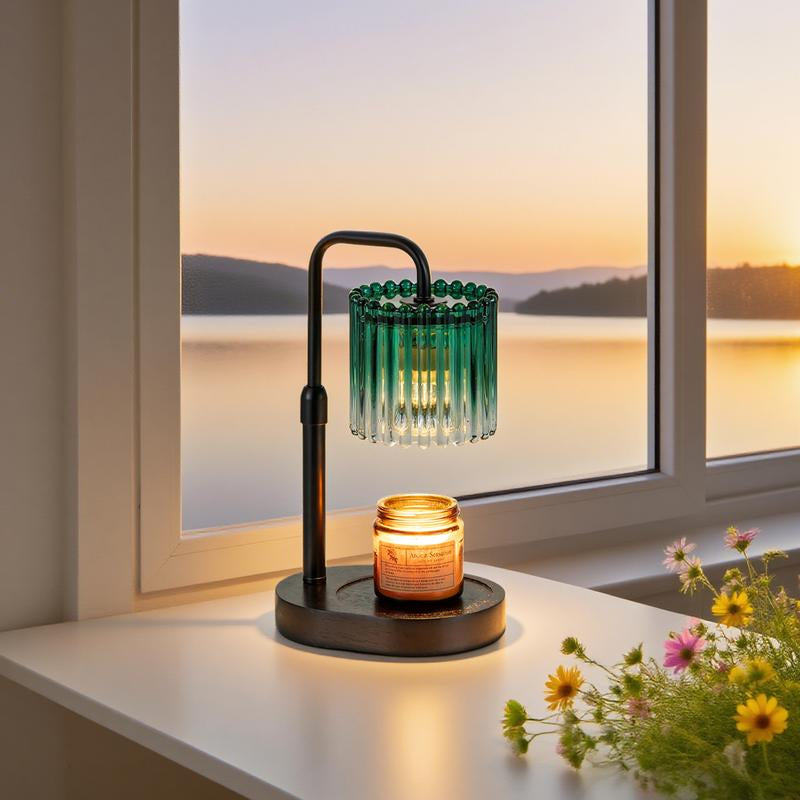 Crystal Vertical Stripe Candle Warmer Lamp with Timer, Height Adjustable Wax Melt Dimmable with 2 Bulbs Modern Bedroom Decor for Women, Home Decoration Home Accessories, Halloween Gifts, Christmas Gifts