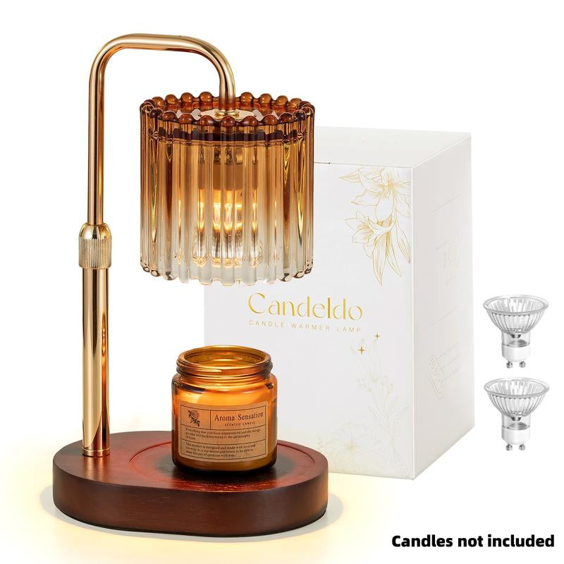 Crystal Vertical Stripe Candle Warmer Lamp with Timer, Height Adjustable Wax Melt Dimmable with 2 Bulbs Modern Bedroom Decor for Women, Home Decoration Home Accessories, Halloween Gifts, Christmas Gifts