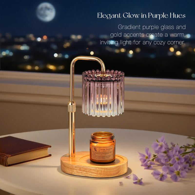 Crystal Vertical Stripe Candle Warmer Lamp with Timer, Height Adjustable Wax Melt Dimmable with 2 Bulbs Modern Bedroom Decor for Women, Home Decoration Home Accessories, Halloween Gifts, Christmas Gifts