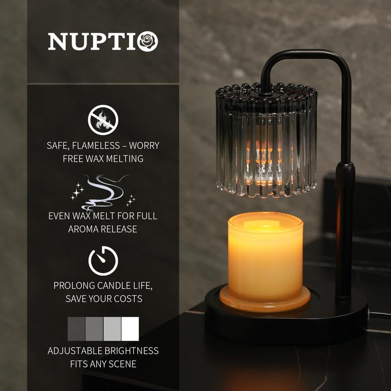 Crystal Vertical Stripe Candle Warmer Lamp with Timer, Height Adjustable Wax Melt Dimmable with 2 Bulbs Modern Bedroom Decor for Women, Home Decoration Home Accessories, Halloween Gifts, Christmas Gifts