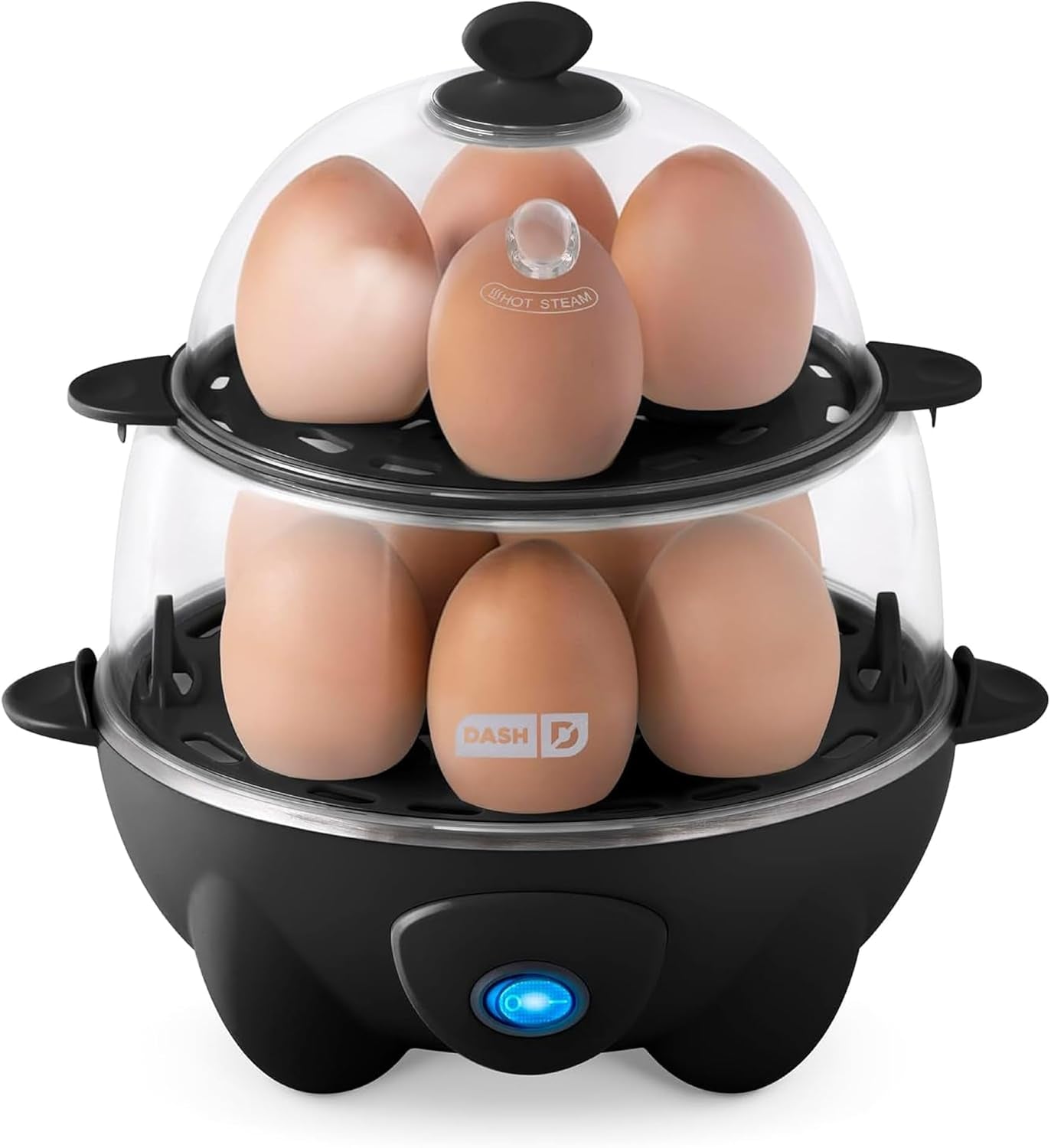 Deluxe Egg Cooker - Boiler, Poacher & Steamer - Includes Measuring & Recipe Guide - Dishwasher Safe - Holds 12 Eggs, Black
