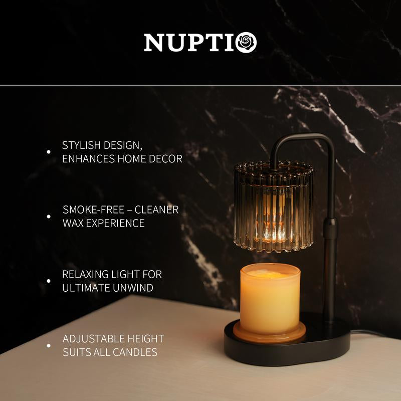 Crystal Vertical Stripe Candle Warmer Lamp with Timer, Height Adjustable Wax Melt Dimmable with 2 Bulbs Modern Bedroom Decor for Women, Home Decoration Home Accessories, Halloween Gifts, Christmas Gifts