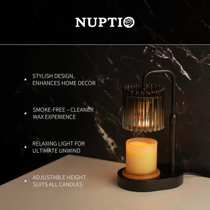 Crystal Vertical Stripe Candle Warmer Lamp with Timer, Height Adjustable Wax Melt Dimmable with 2 Bulbs Modern Bedroom Decor for Women, Home Decoration Home Accessories, Halloween Gifts, Christmas Gifts