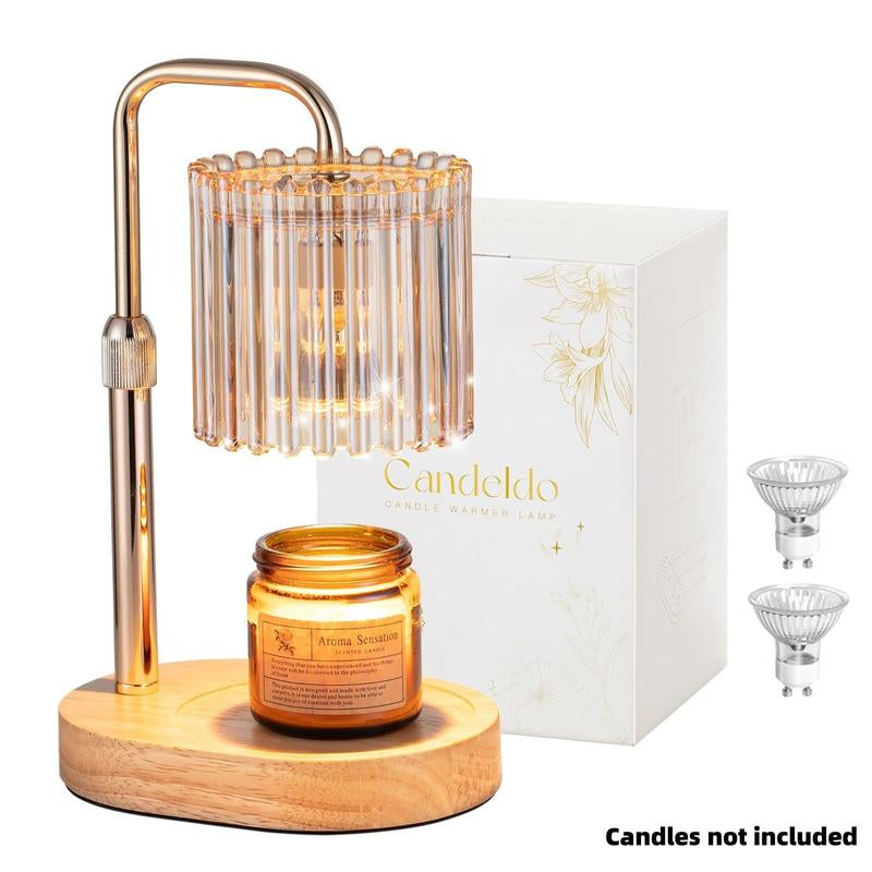 Crystal Vertical Stripe Candle Warmer Lamp with Timer, Height Adjustable Wax Melt Dimmable with 2 Bulbs Modern Bedroom Decor for Women, Home Decoration Home Accessories, Halloween Gifts, Christmas Gifts