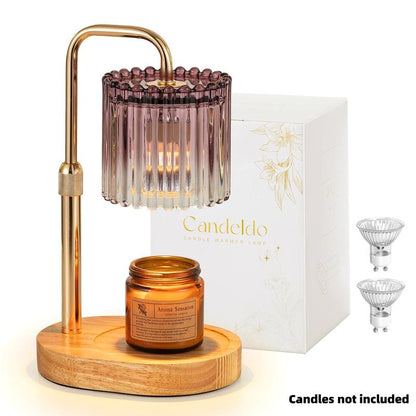 Crystal Vertical Stripe Candle Warmer Lamp with Timer, Height Adjustable Wax Melt Dimmable with 2 Bulbs Modern Bedroom Decor for Women, Home Decoration Home Accessories, Halloween Gifts, Christmas Gifts