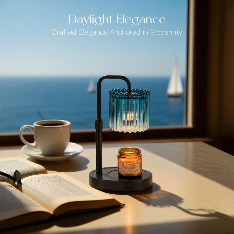 Crystal Vertical Stripe Candle Warmer Lamp with Timer, Height Adjustable Wax Melt Dimmable with 2 Bulbs Modern Bedroom Decor for Women, Home Decoration Home Accessories, Halloween Gifts, Christmas Gifts