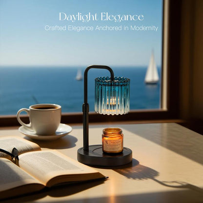 Crystal Vertical Stripe Candle Warmer Lamp with Timer, Height Adjustable Wax Melt Dimmable with 2 Bulbs Modern Bedroom Decor for Women, Home Decoration Home Accessories, Halloween Gifts, Christmas Gifts